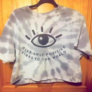 Tie-dye semi crop muted blue and white tie-dye. Size large, like new